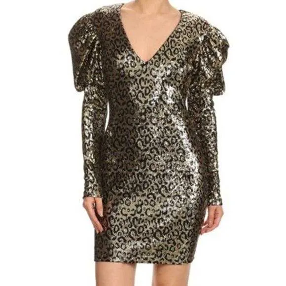 Leopard Sequin Mini Dress