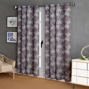 Luka Floral Semi Sheer Curtain - Brown