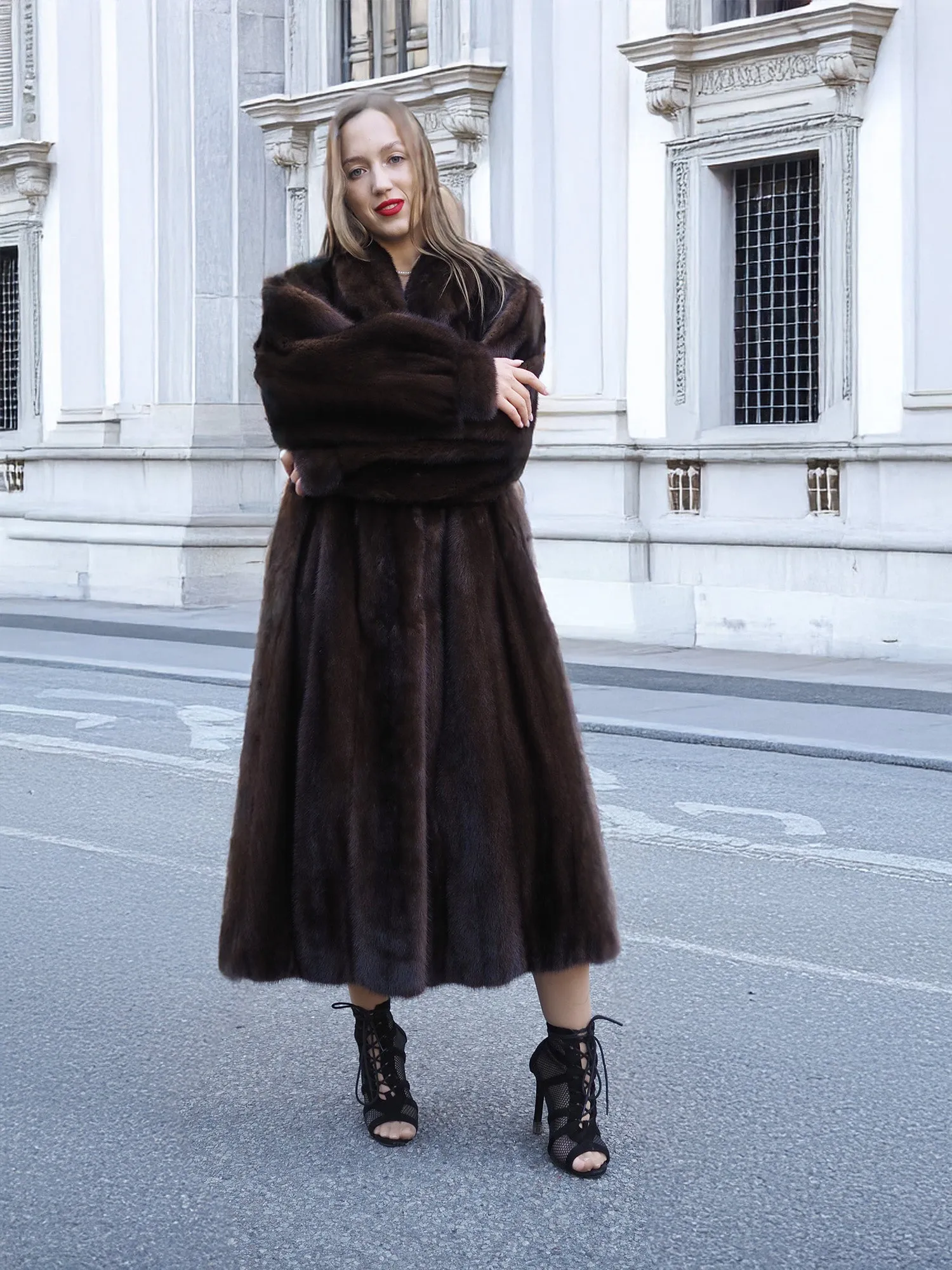 Mahogany Lunaraine Canadian Mink Fur Coat L/XL