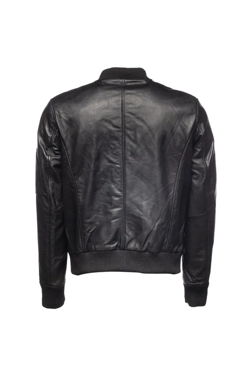 Mens Bomber Jacket Black Leather