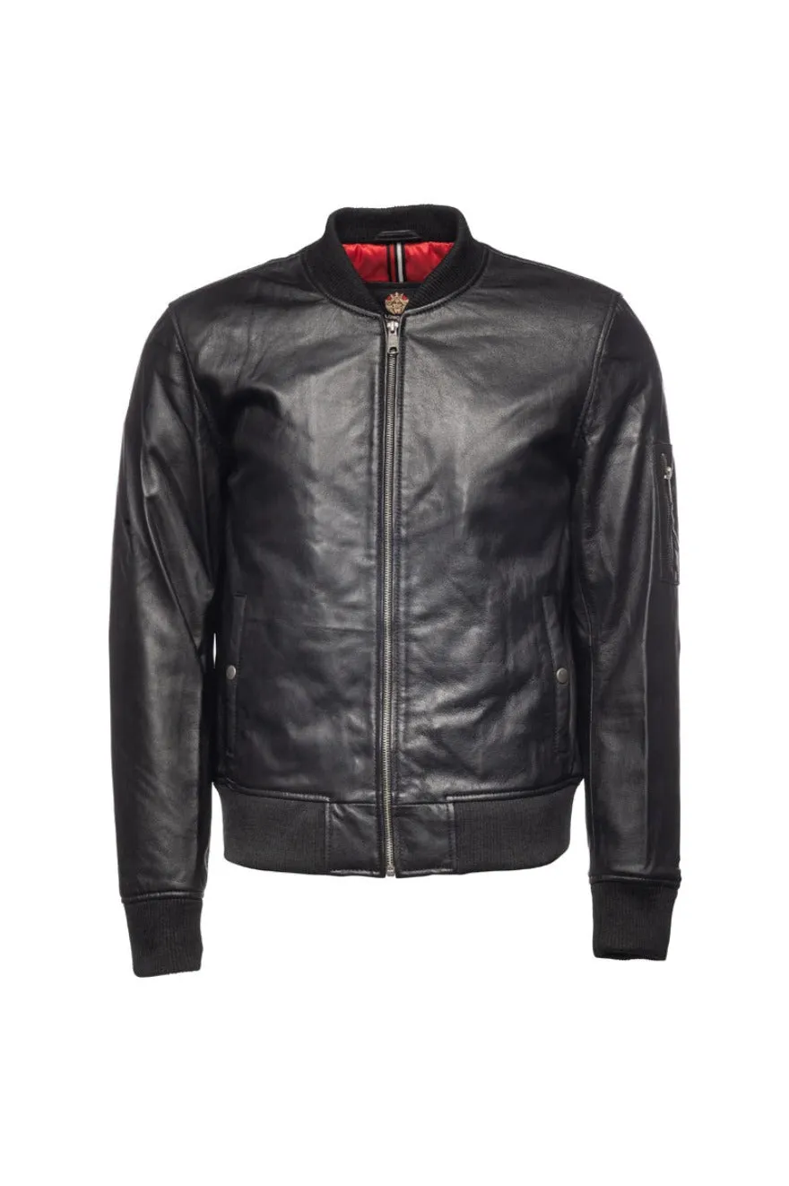 Mens Bomber Jacket Black Leather