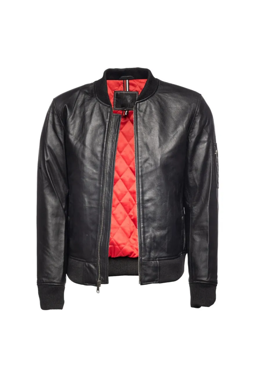 Mens Bomber Jacket Black Leather