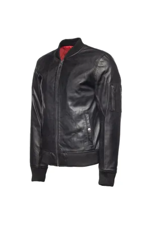 Mens Bomber Jacket Black Leather