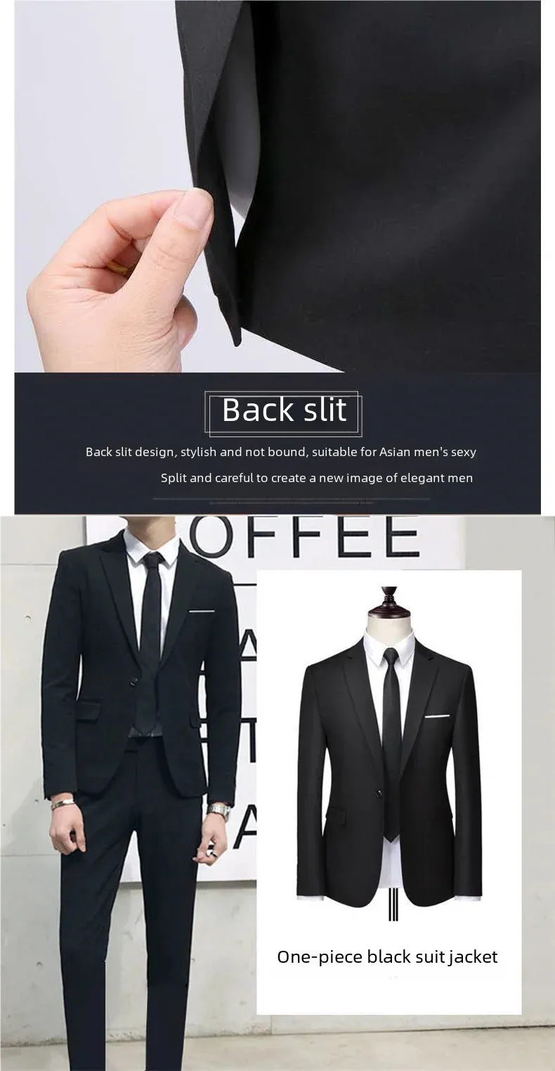 Men's Three-piece Suit Casual Slim Fit Western-style Business Attire Korean Version Youth Student Style Smooth Sihouette