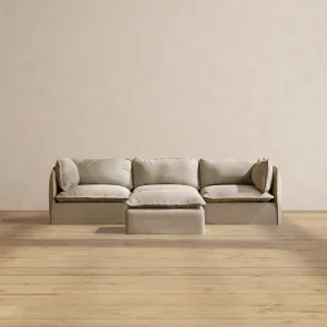 Modular Performance 3-Seater   Ottoman in Dune | Relaxed Blend