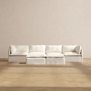 Modular Performance 4-Seater   Bench Ottoman in Mousse | Relaxed Blend