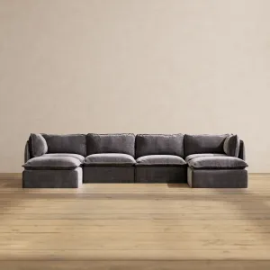 Modular Performance 4-Seater U-Sectional in Cinder | Relaxed Blend