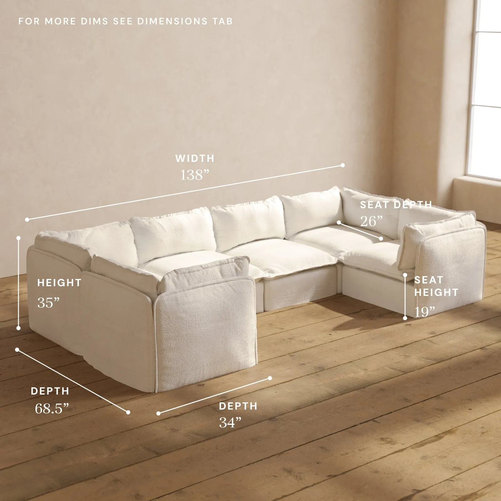 Modular Performance 6-Seater U-Sectional in Mousse | Relaxed Blend