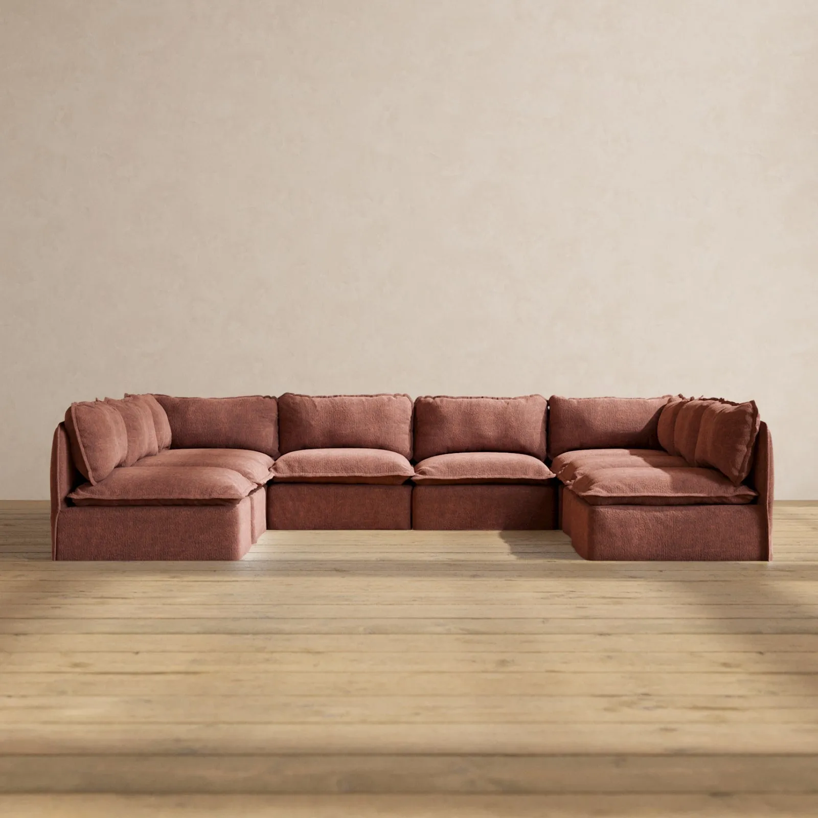 Modular Performance 8-Seater Open-Ends U-Sectional in Chestnut | Relaxed Blend