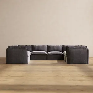 Modular Performance 8-Seater U-Sectional in Cinder | Relaxed Blend