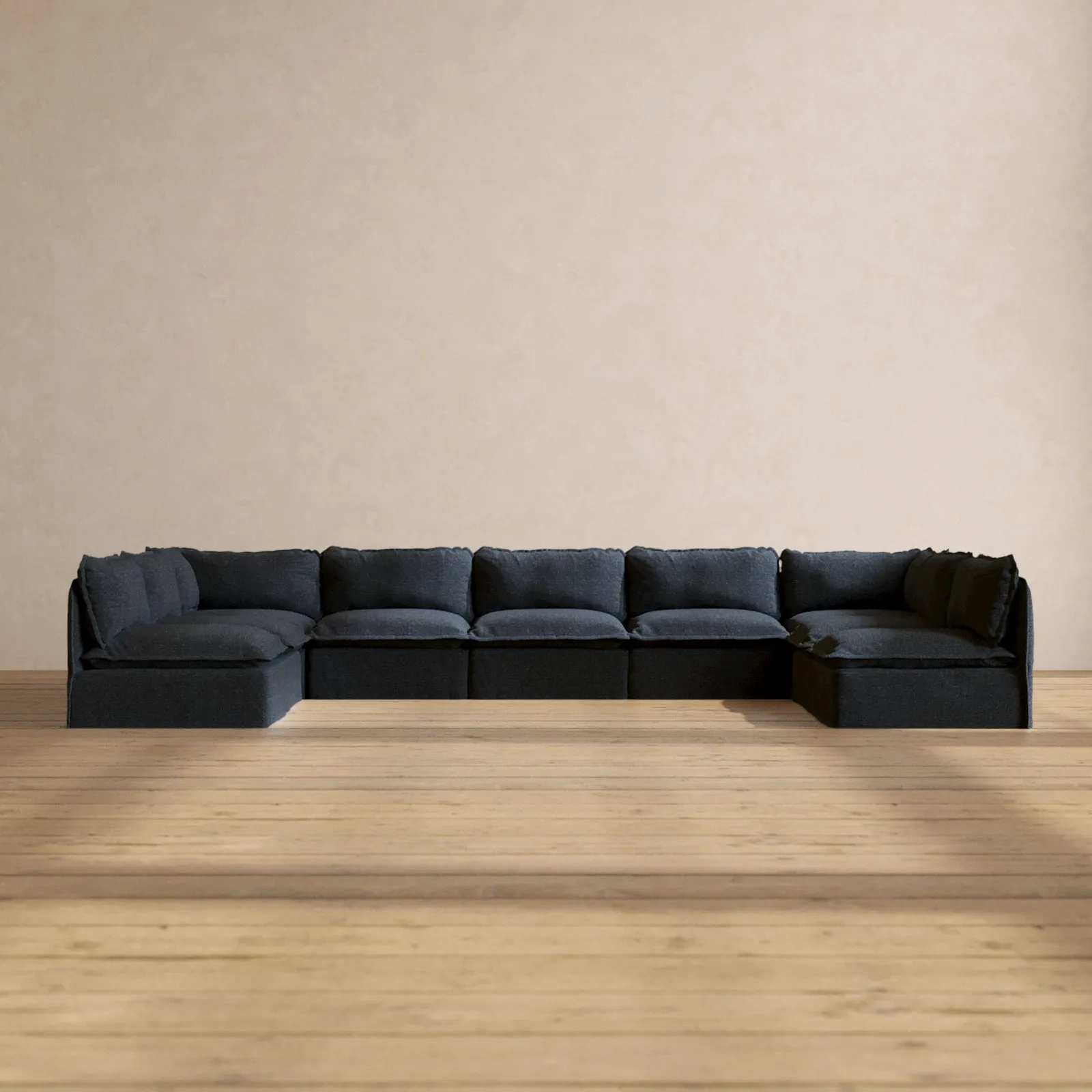 Modular Performance 9-Seater Open-Ends U-Sectional in Indigo | Relaxed Blend