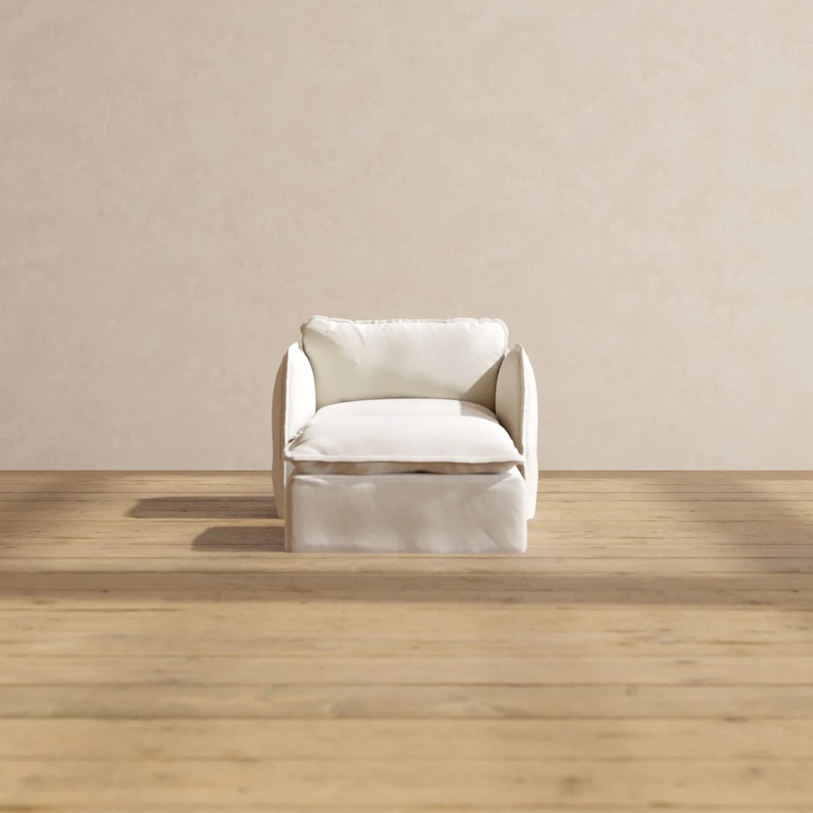 Modular Performance Armchair & Ottoman in Flour | Relaxed Blend