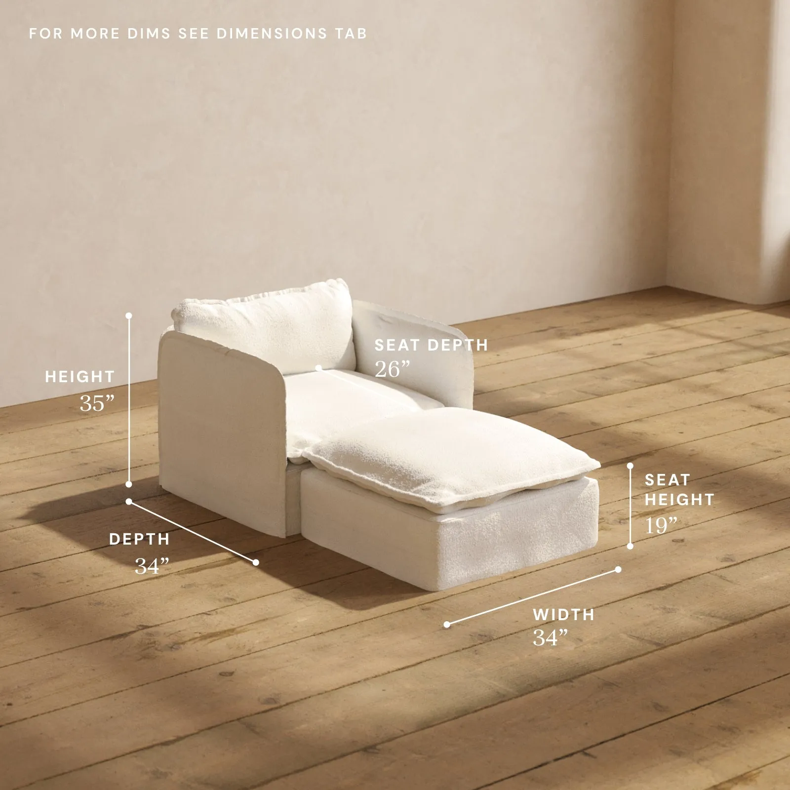 Modular Performance Chaise Armchair in Mousse | Relaxed Blend