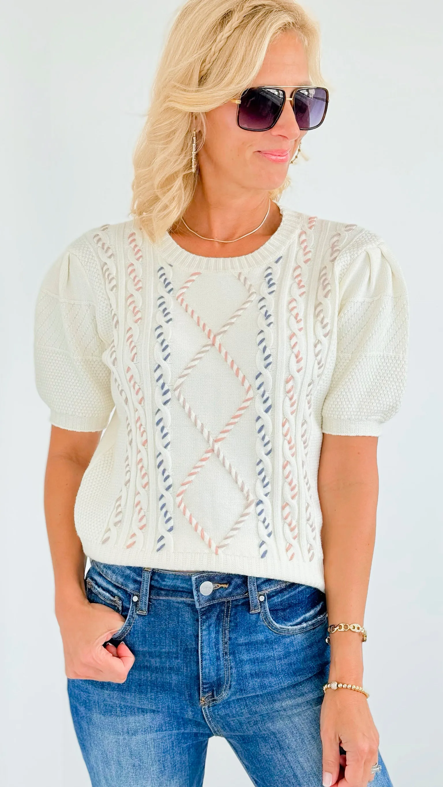 Multi Cable Stitch Knit Top