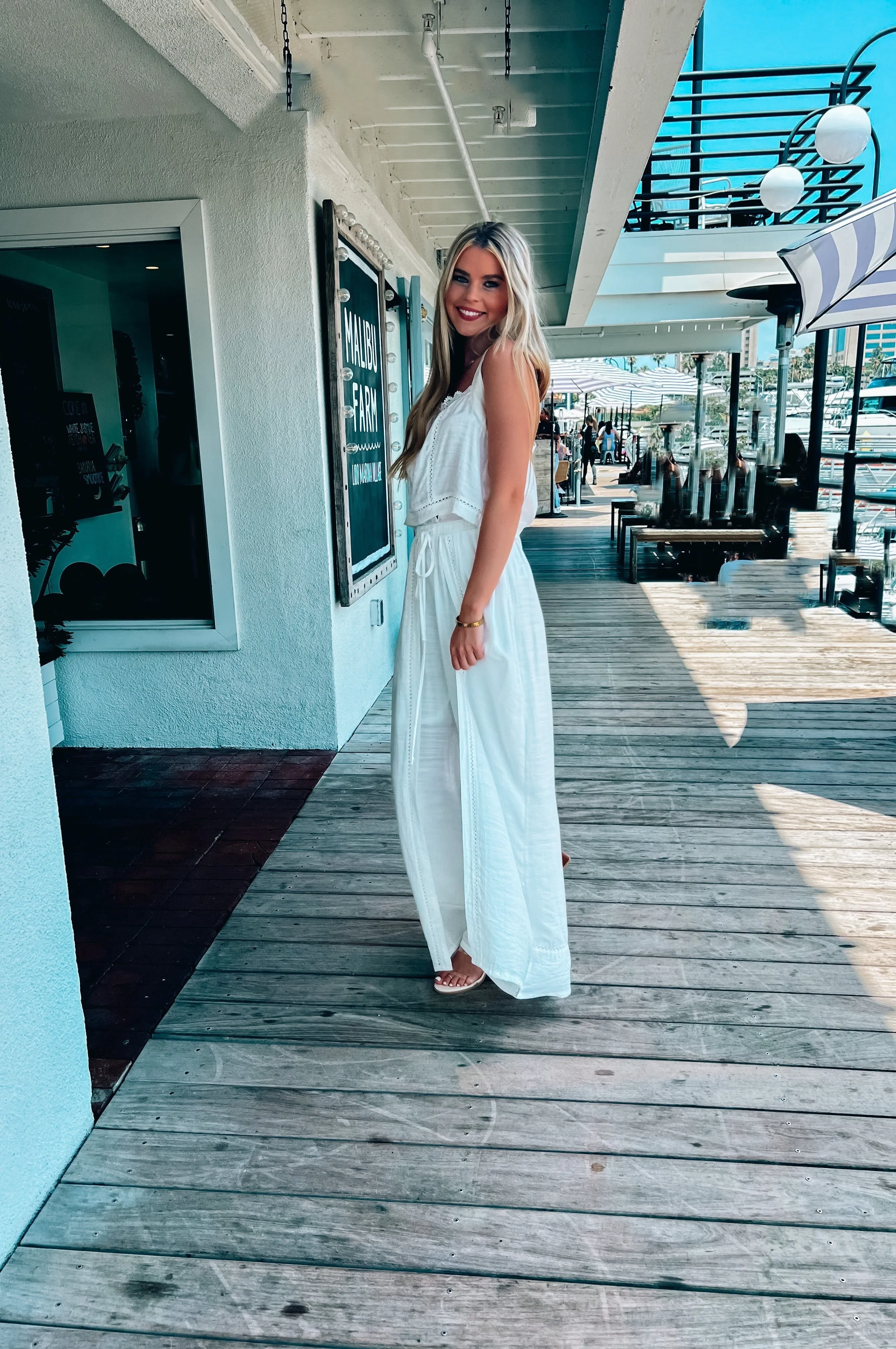 Mykonos Crochet Linen Pants White