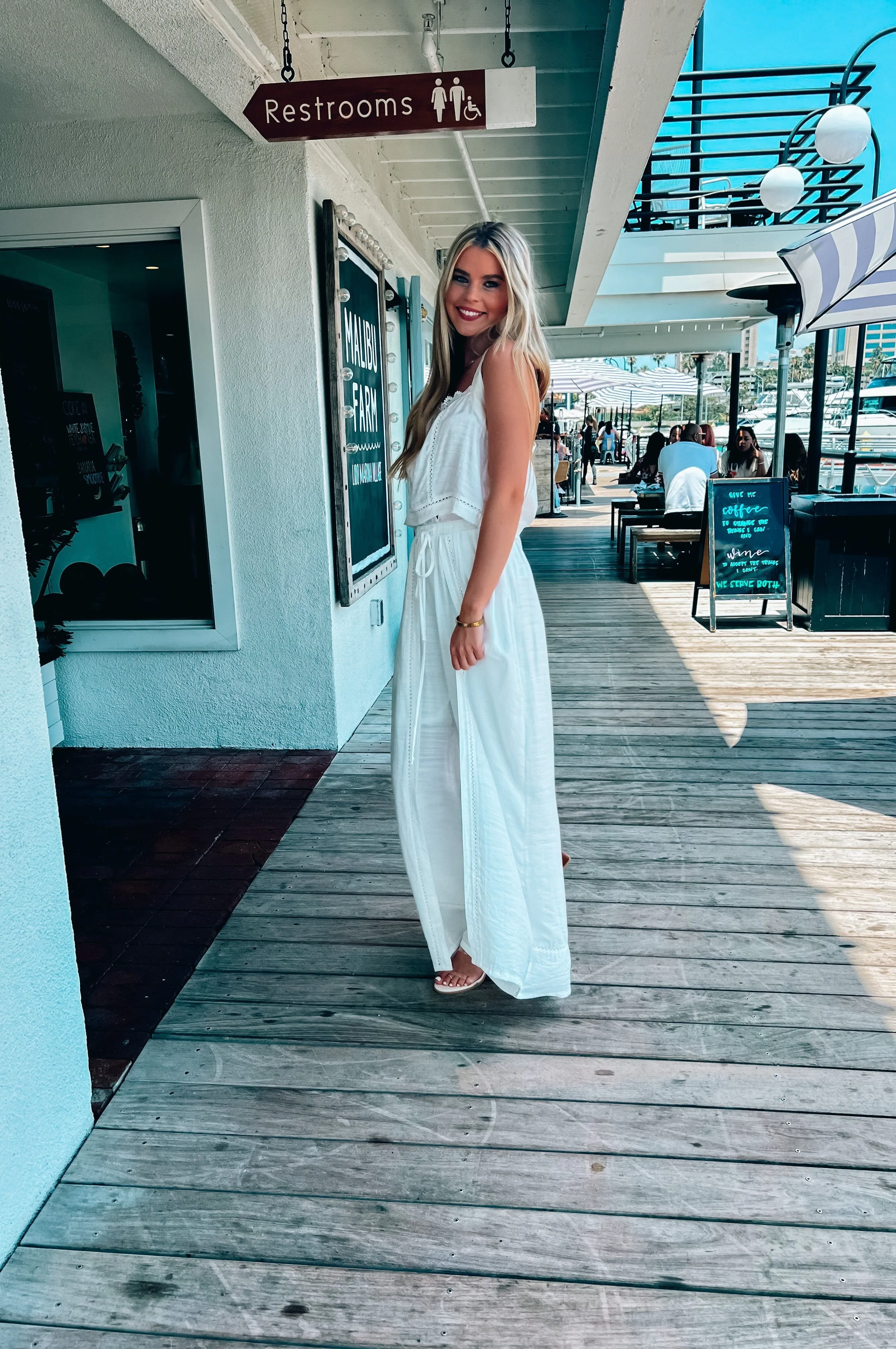 Mykonos Crochet Linen Pants White