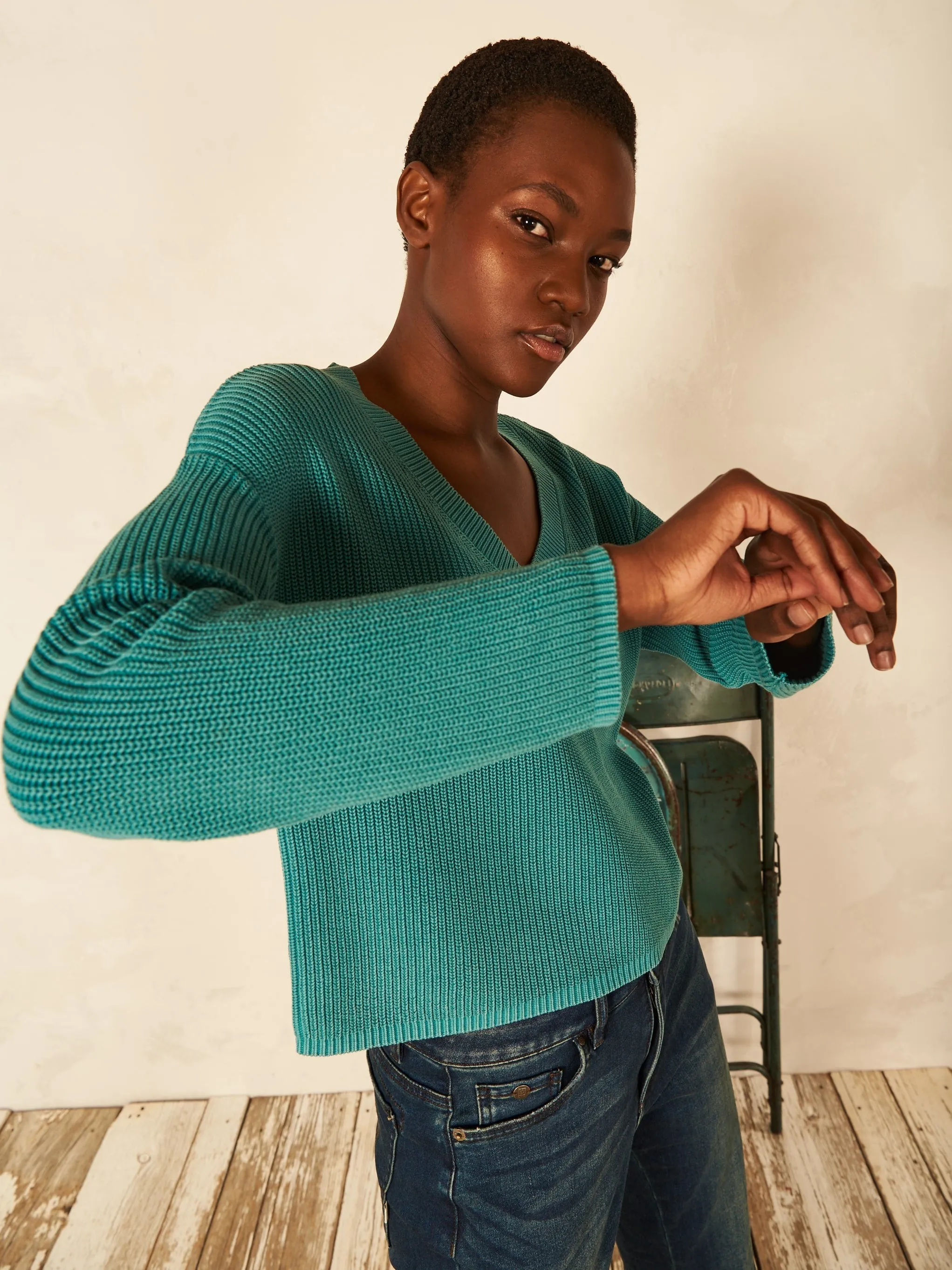 Nile Cotton V-Neck Sweater