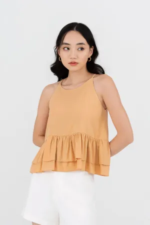 Odette Peplum Cami Top in Persian Orange