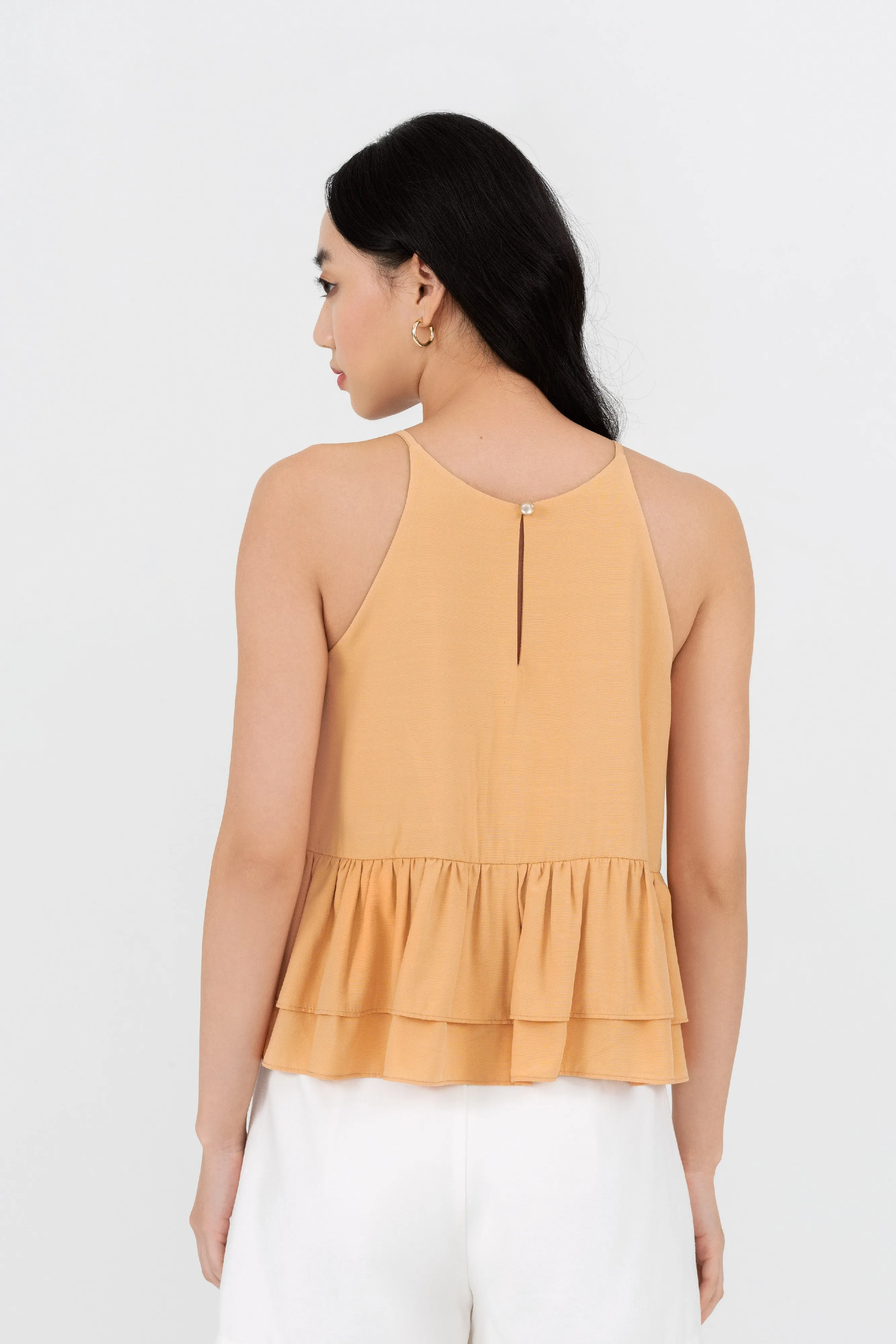 Odette Peplum Cami Top in Persian Orange