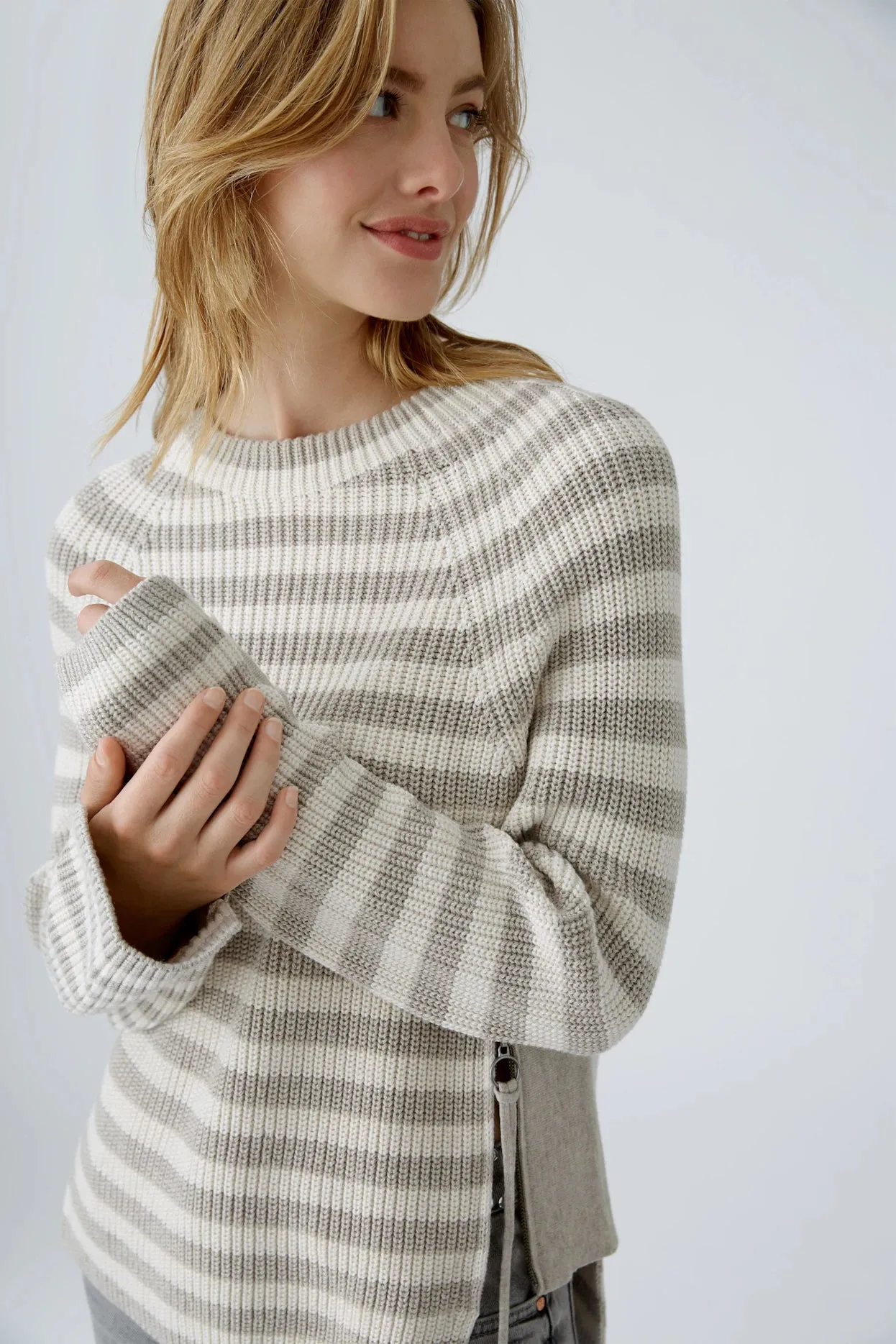 Oui Striped Cotton Ruby Sweater