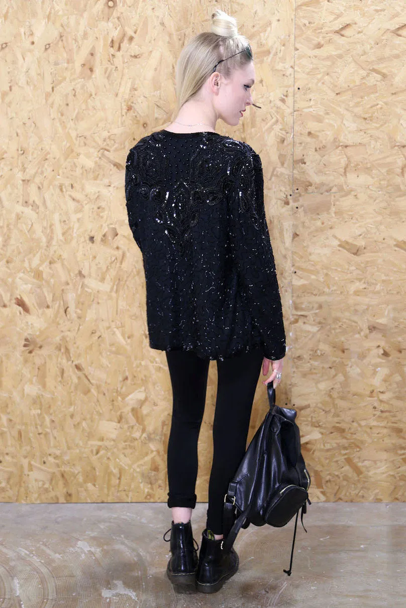 Oversized Black Sequin Jacket