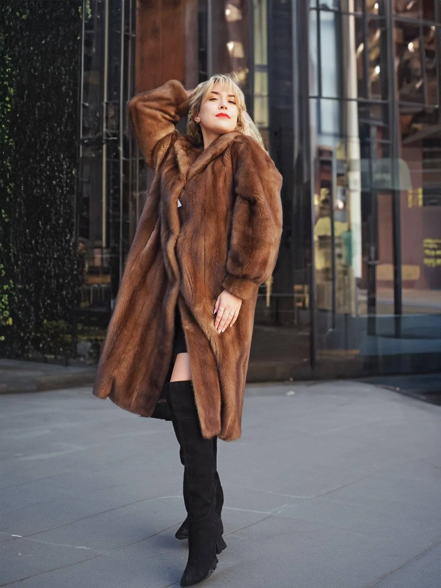 Pastel Autumn Haze Brown Mink Fur Coat Coats L