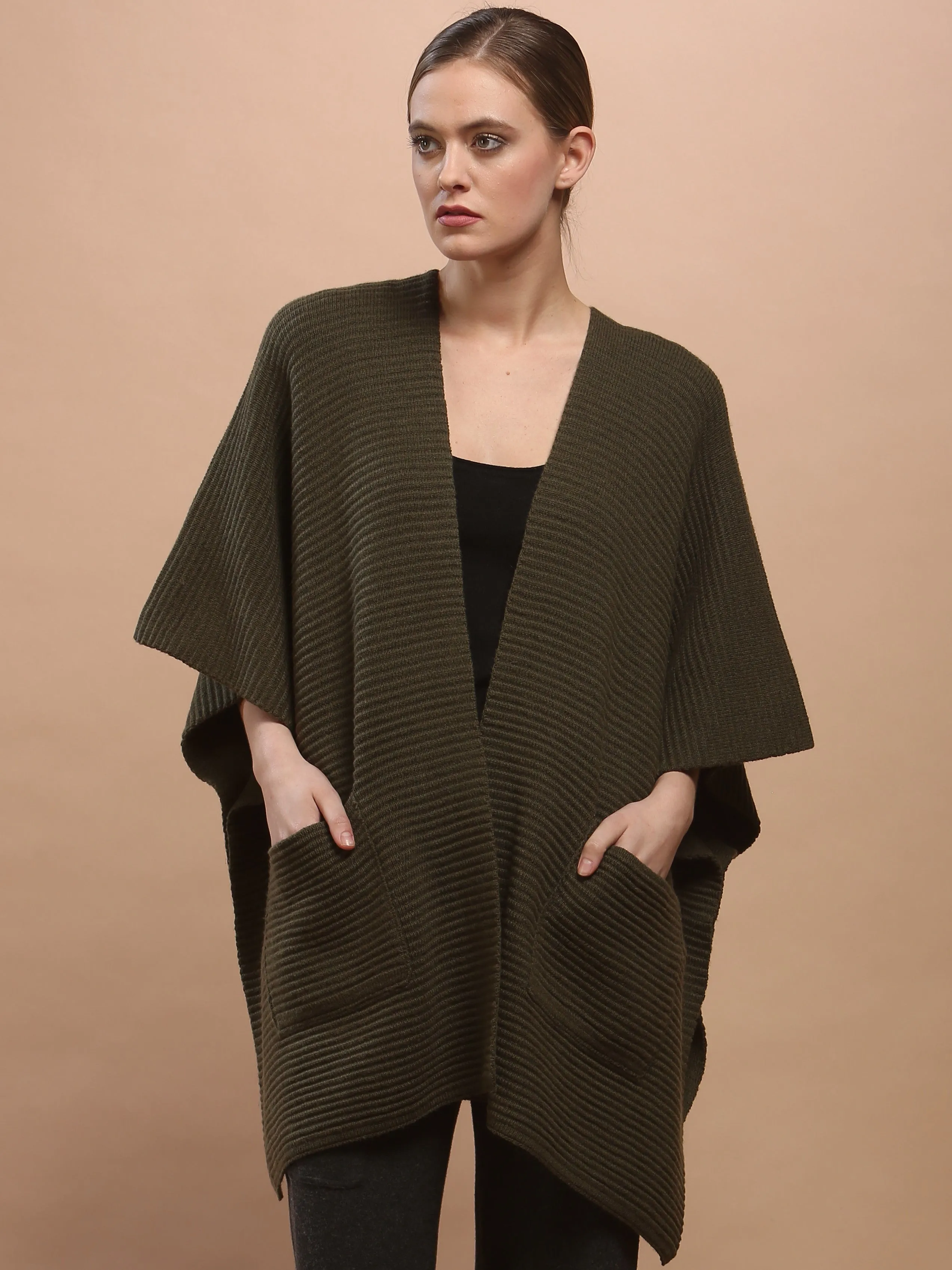 Patch Pockets Cape Cardigan