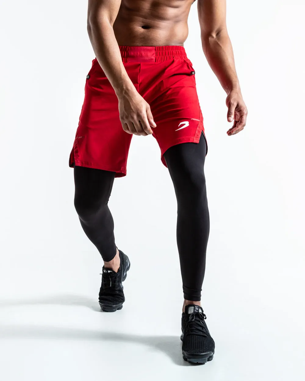 Pep Shorts (2-In-1 Training Tights) - Red/Black