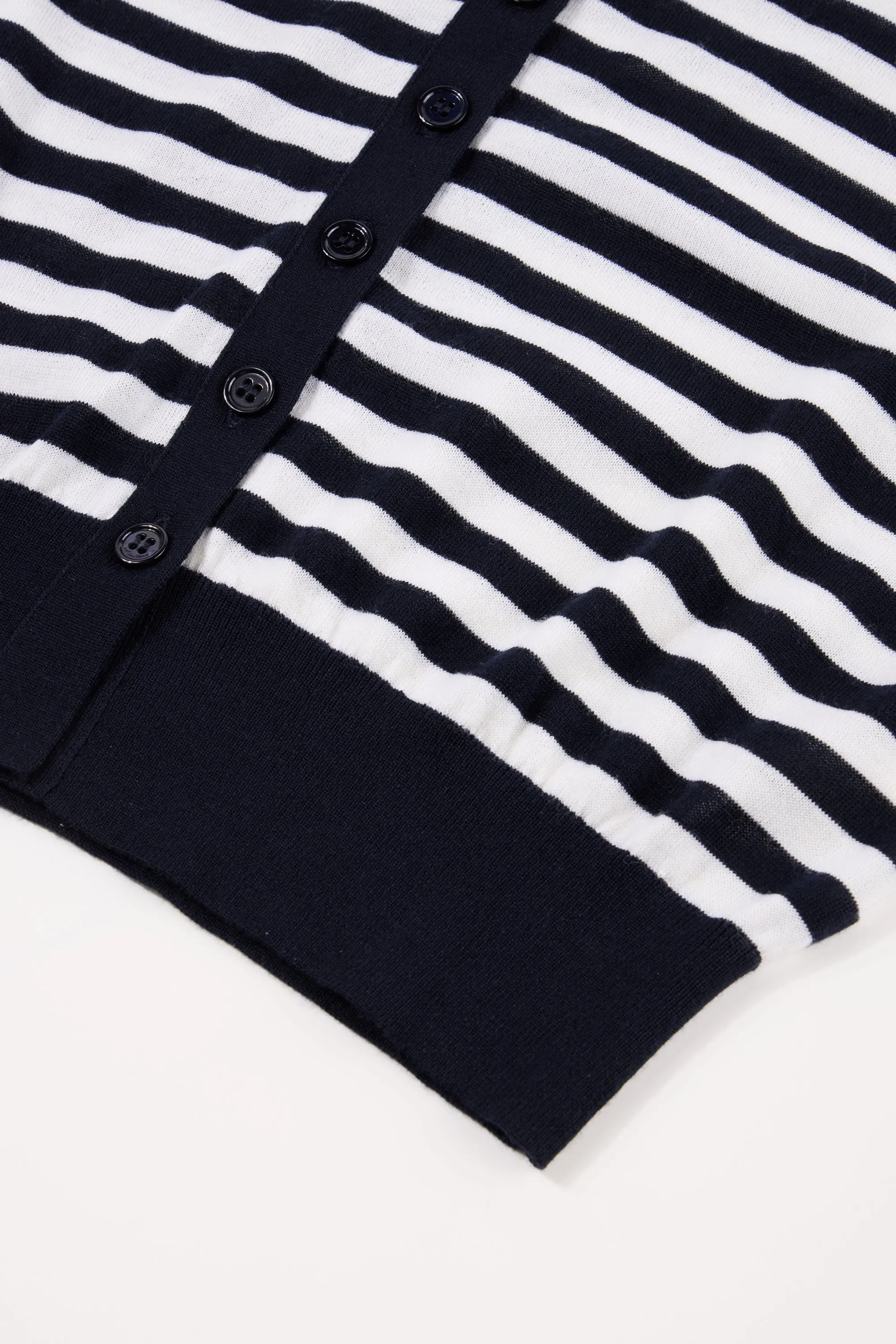 RARA superfine wool cardigan (Navy stripe)