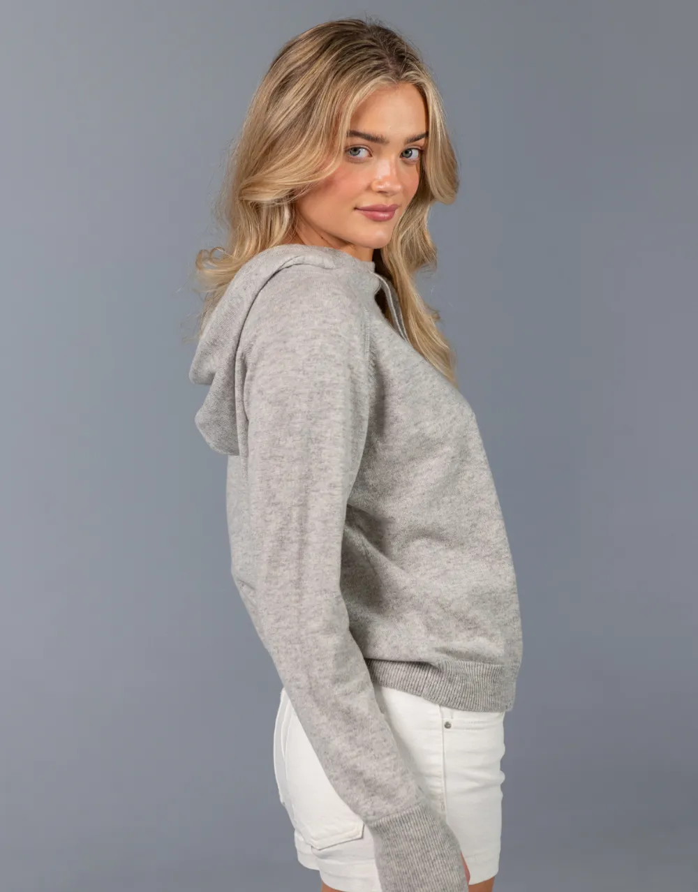 Relaxed Cashmere Hoodie in Platinum