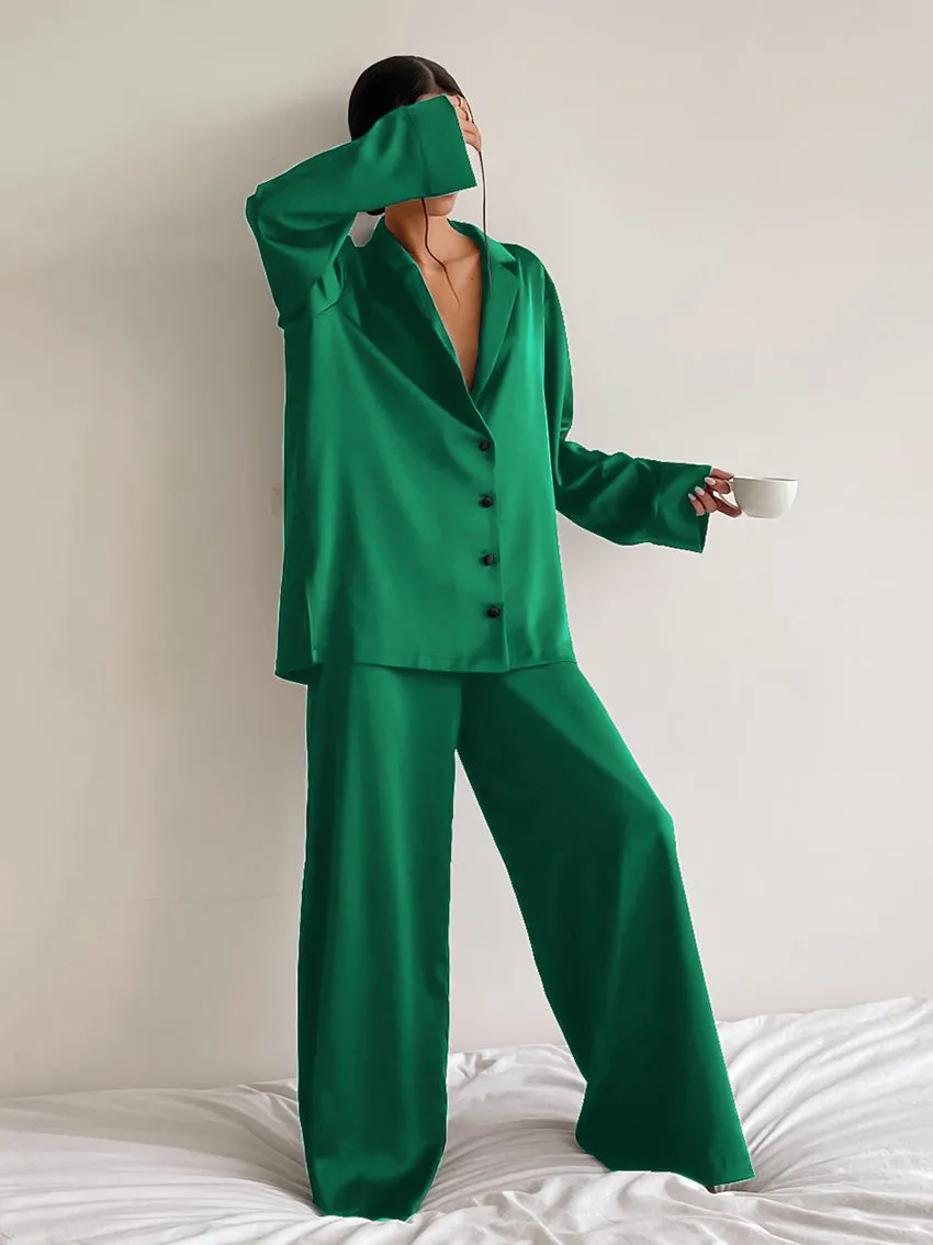 Relaxed Satin Pajama Set