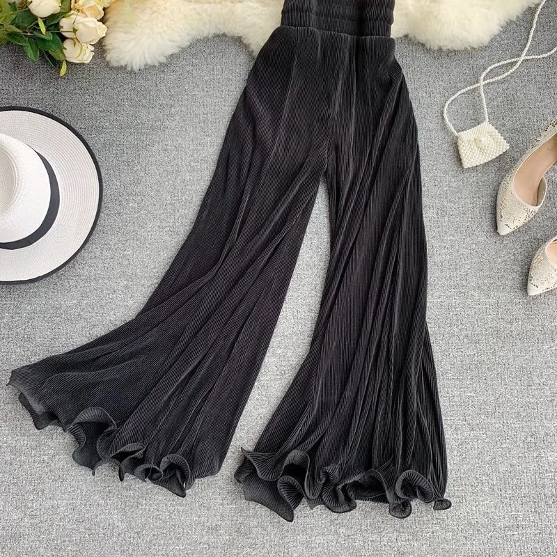 'Restless' Black Alt Grunge Wide Leg Flowy Goth Pants