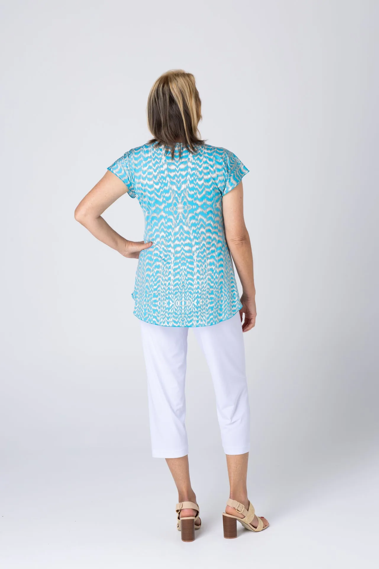 Ripple Print Short Sleeve Jersey Top