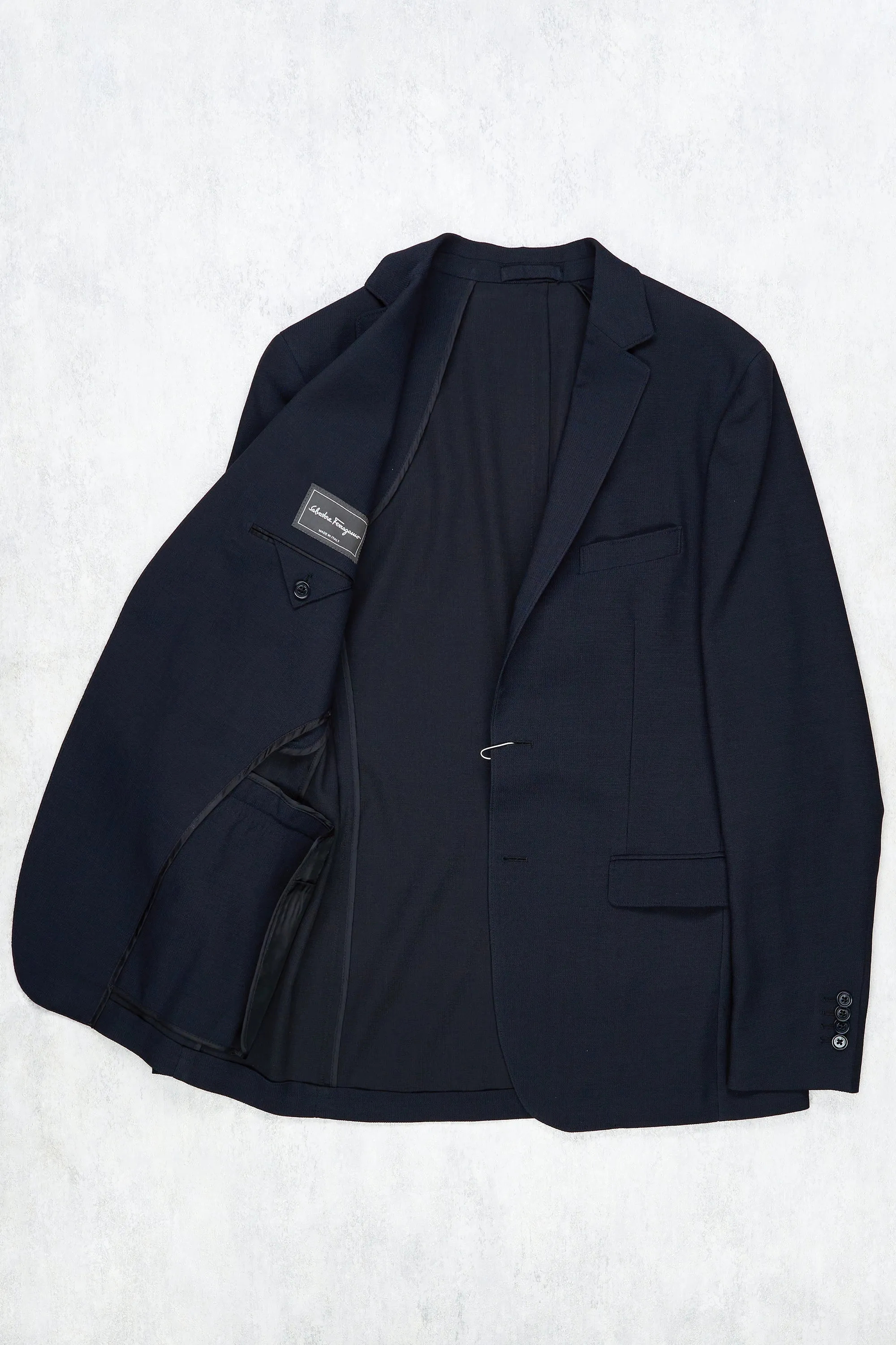 Salvatore Ferragamo Navy Wool Hopsack Sport Coat