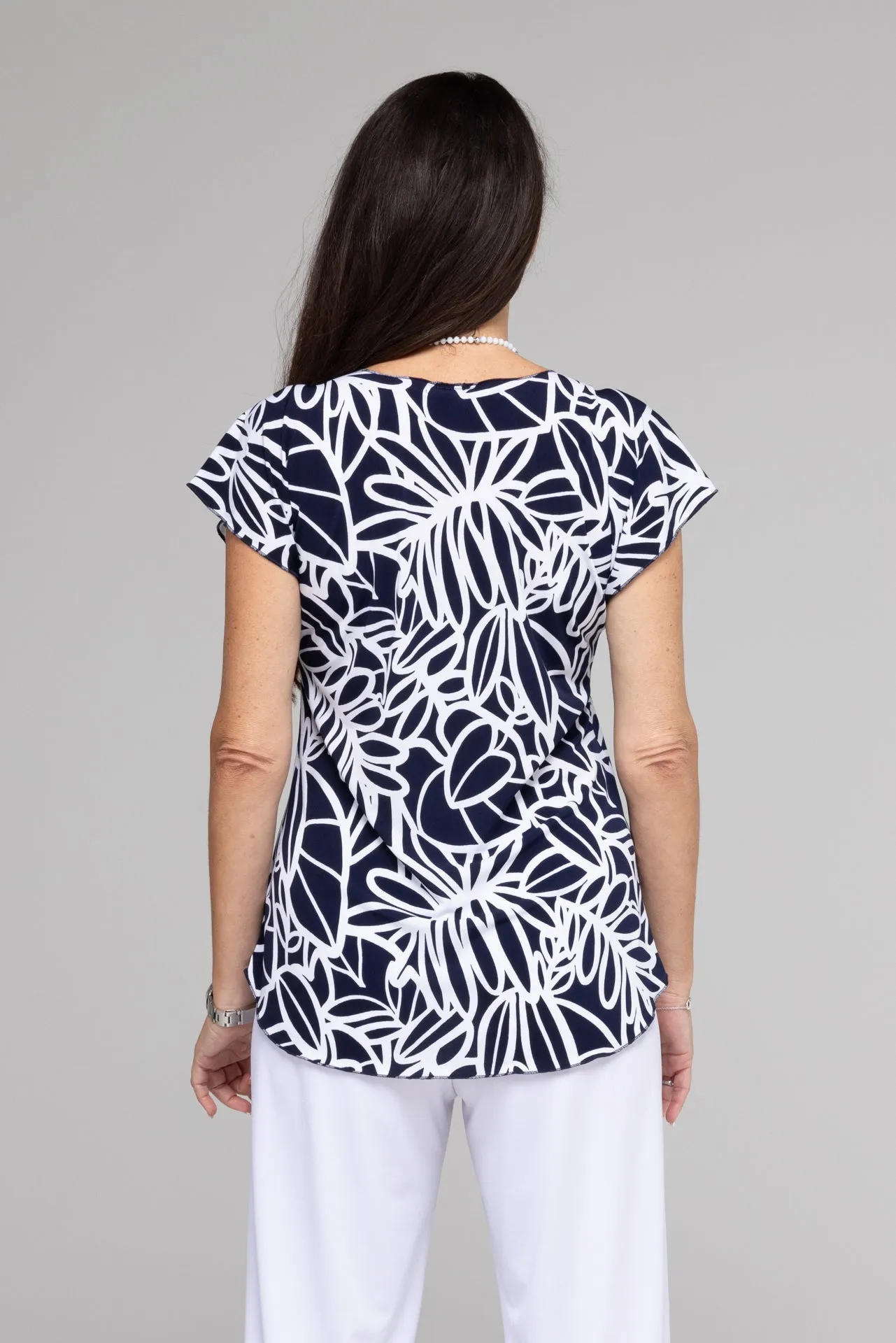 Scribble Print Short Sleeve Jersey Top