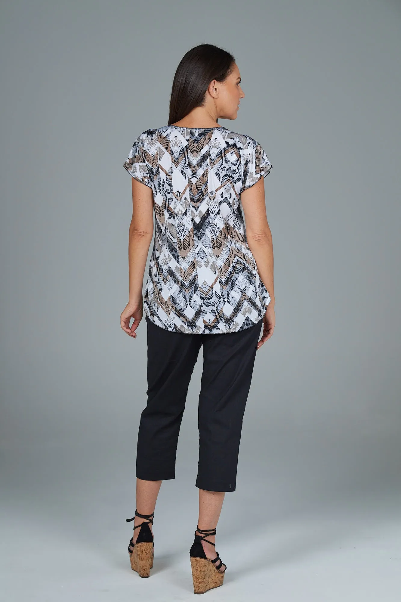 Snake Print Short Sleeve Jersey Top