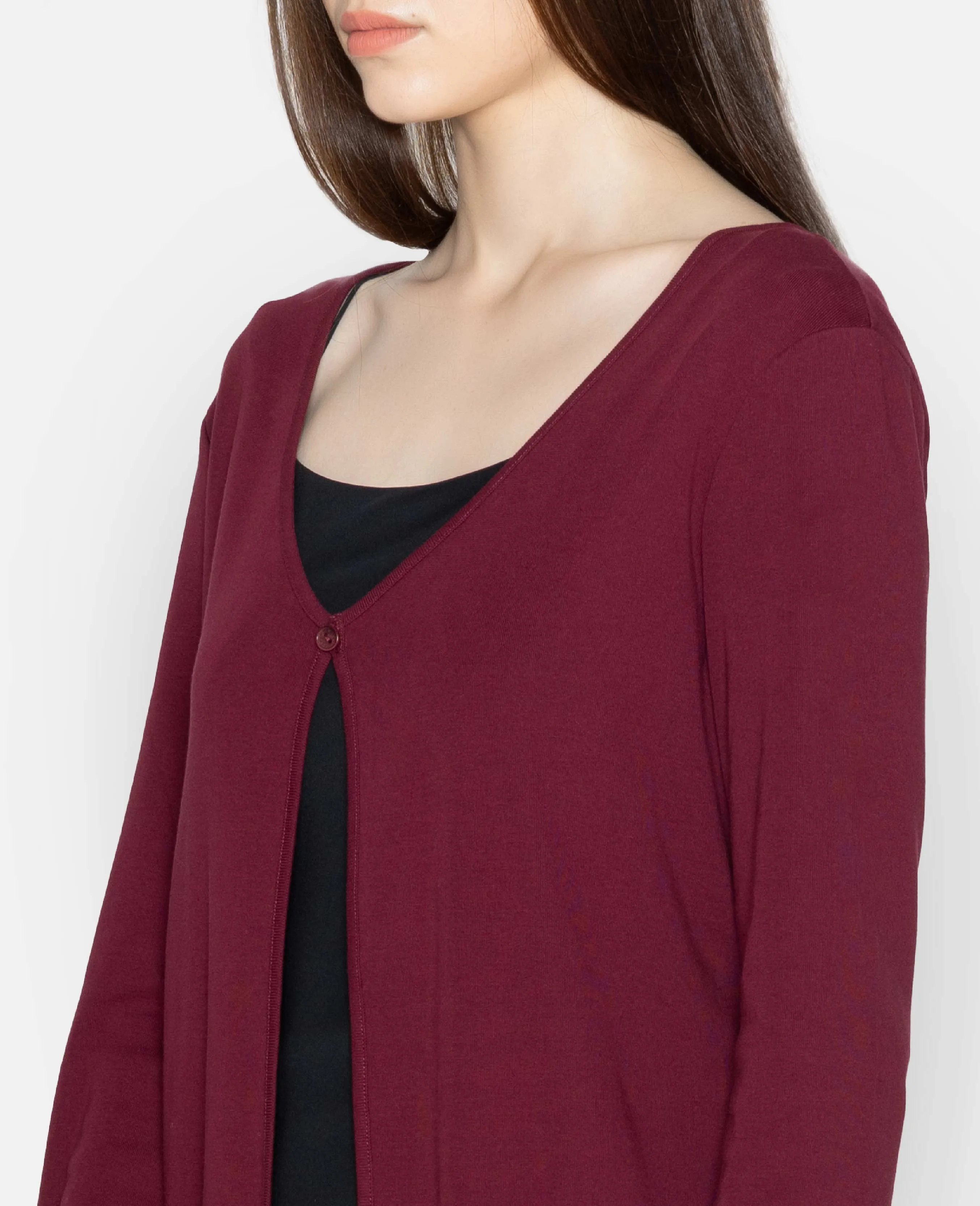 Supima Single Button Ribbed Cardigan