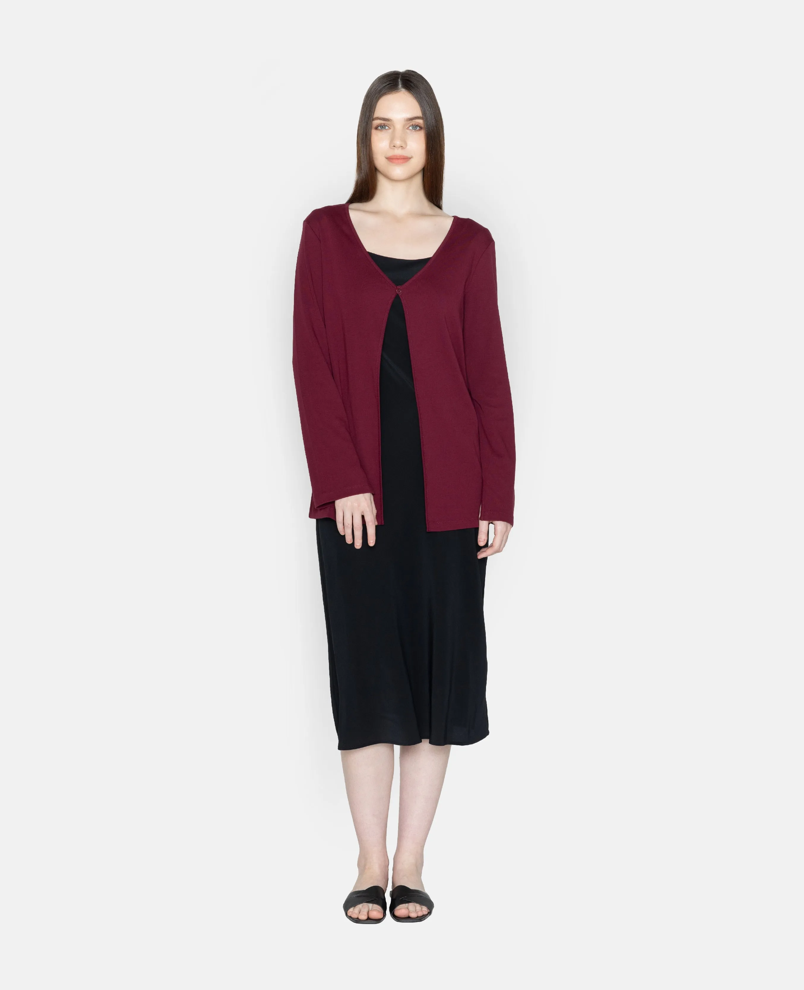 Supima Single Button Ribbed Cardigan