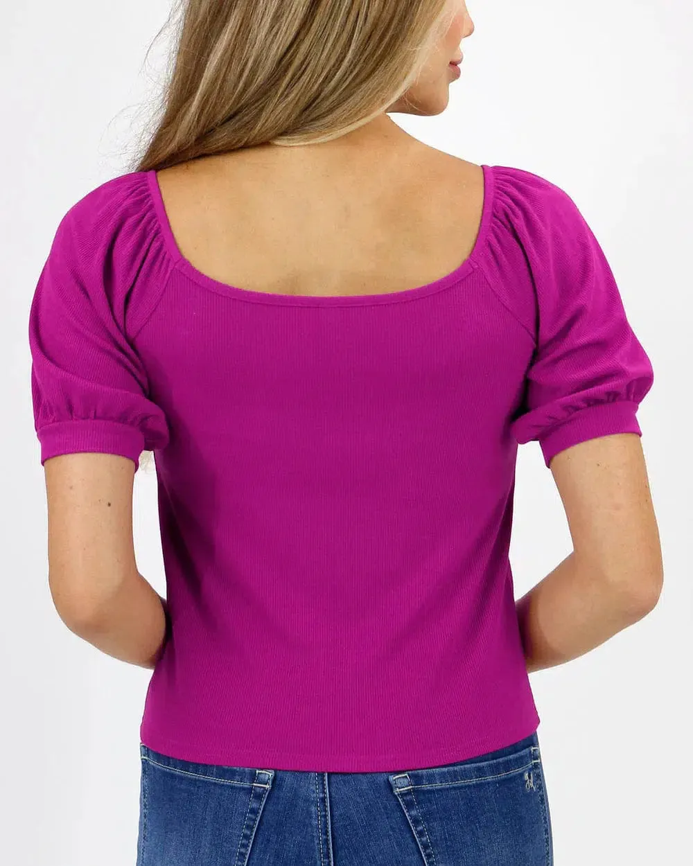 Sweet Ribbed Top - Magenta