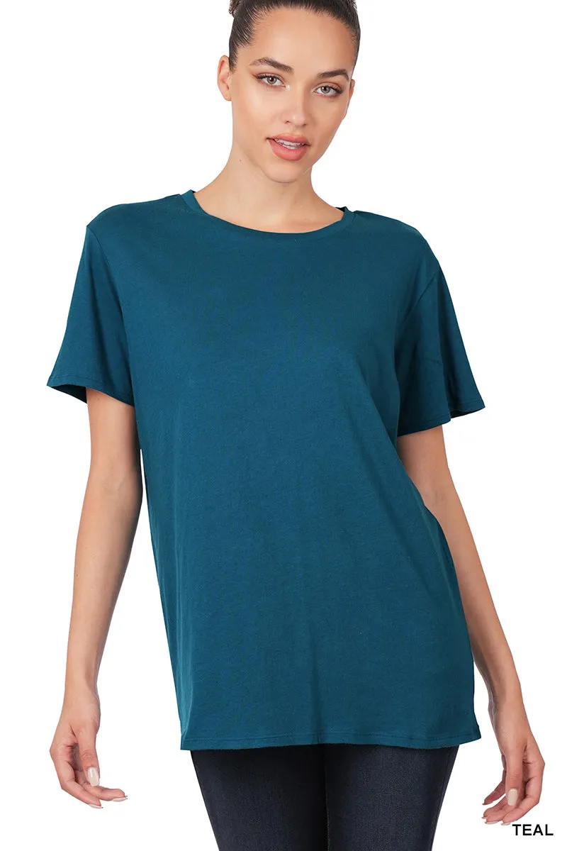 Teal Better Than Basic Boyfriend Tee Round Neck