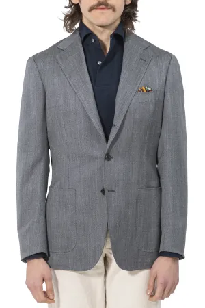 The Armoury by Ring Jacket Model 3 Grey Wool Silk Linen Herringbone Sport Coat