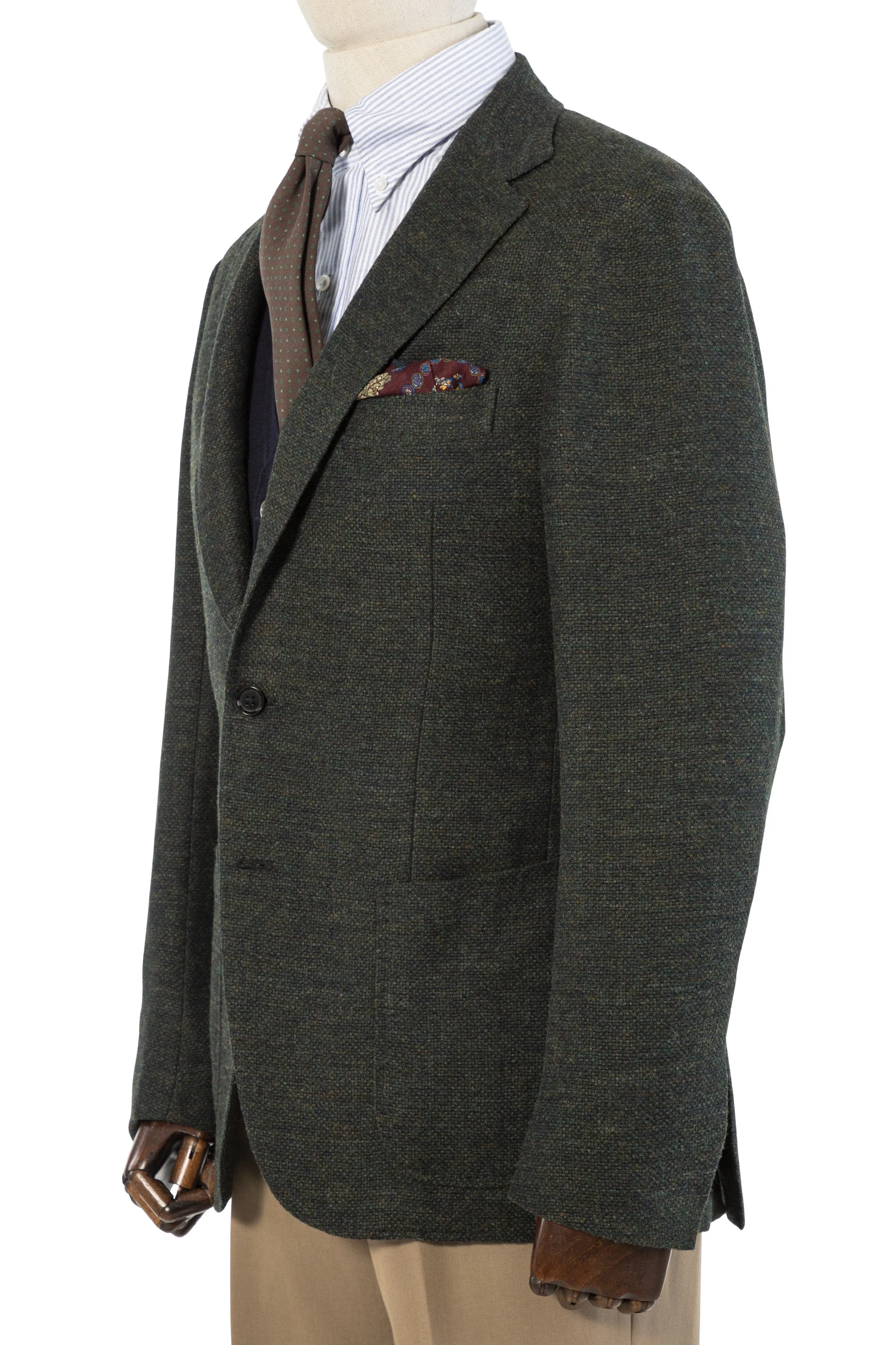 The Armoury by Ring Jacket Model 3 Olive Di Pray Leno Weave Shetland Wool Sport Coat