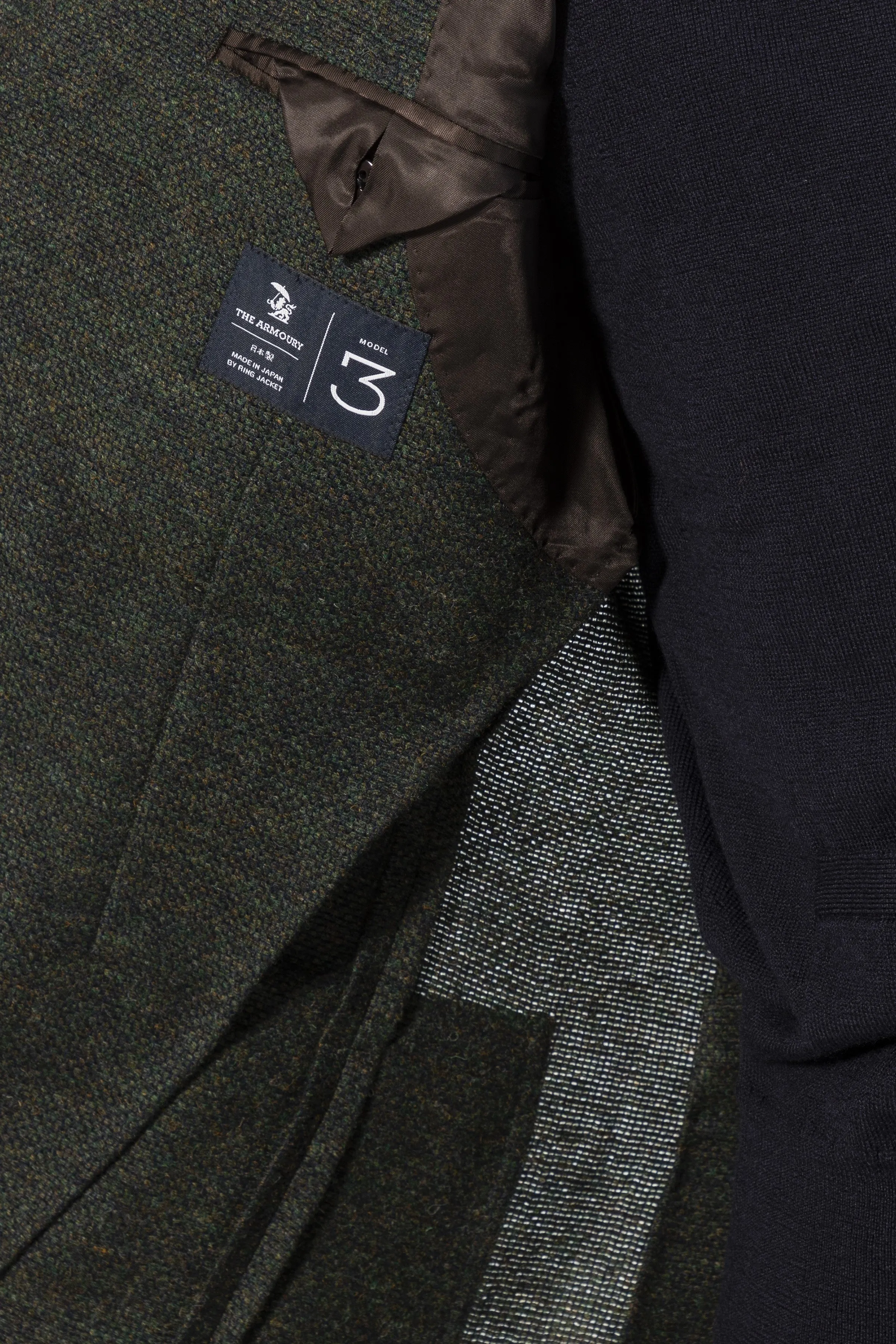 The Armoury by Ring Jacket Model 3 Olive Di Pray Leno Weave Shetland Wool Sport Coat