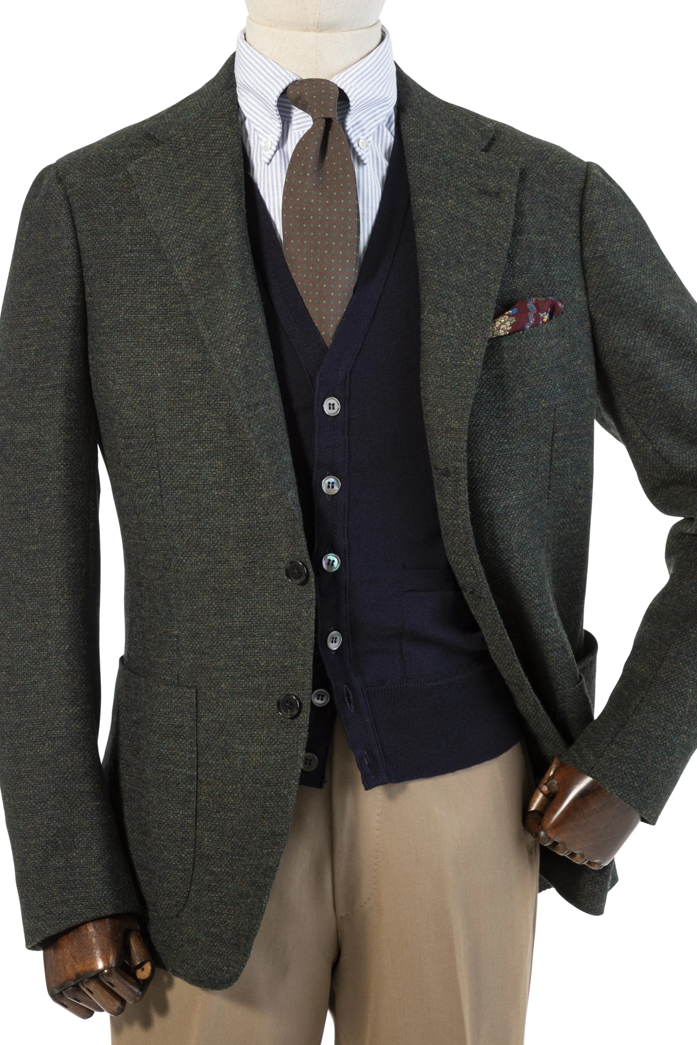 The Armoury by Ring Jacket Model 3 Olive Di Pray Leno Weave Shetland Wool Sport Coat