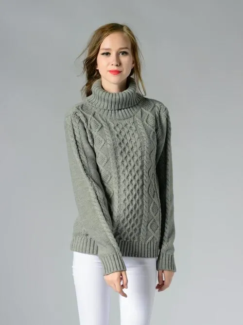 Turin Braided Turtleneck Long Sleeve Sweater | 4 Colors