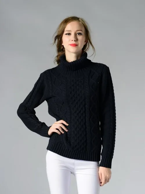 Turin Braided Turtleneck Long Sleeve Sweater | 4 Colors