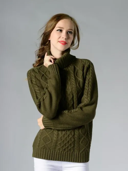 Turin Braided Turtleneck Long Sleeve Sweater | 4 Colors