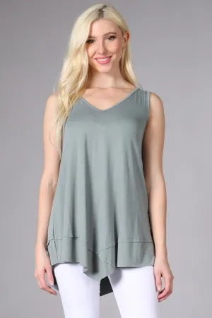 V-Neck Tank Top - Light Sage