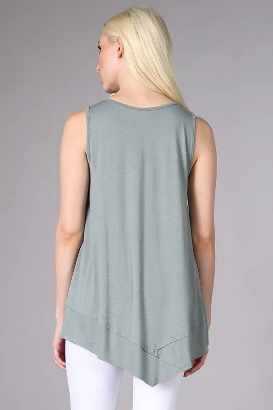 V-Neck Tank Top - Light Sage