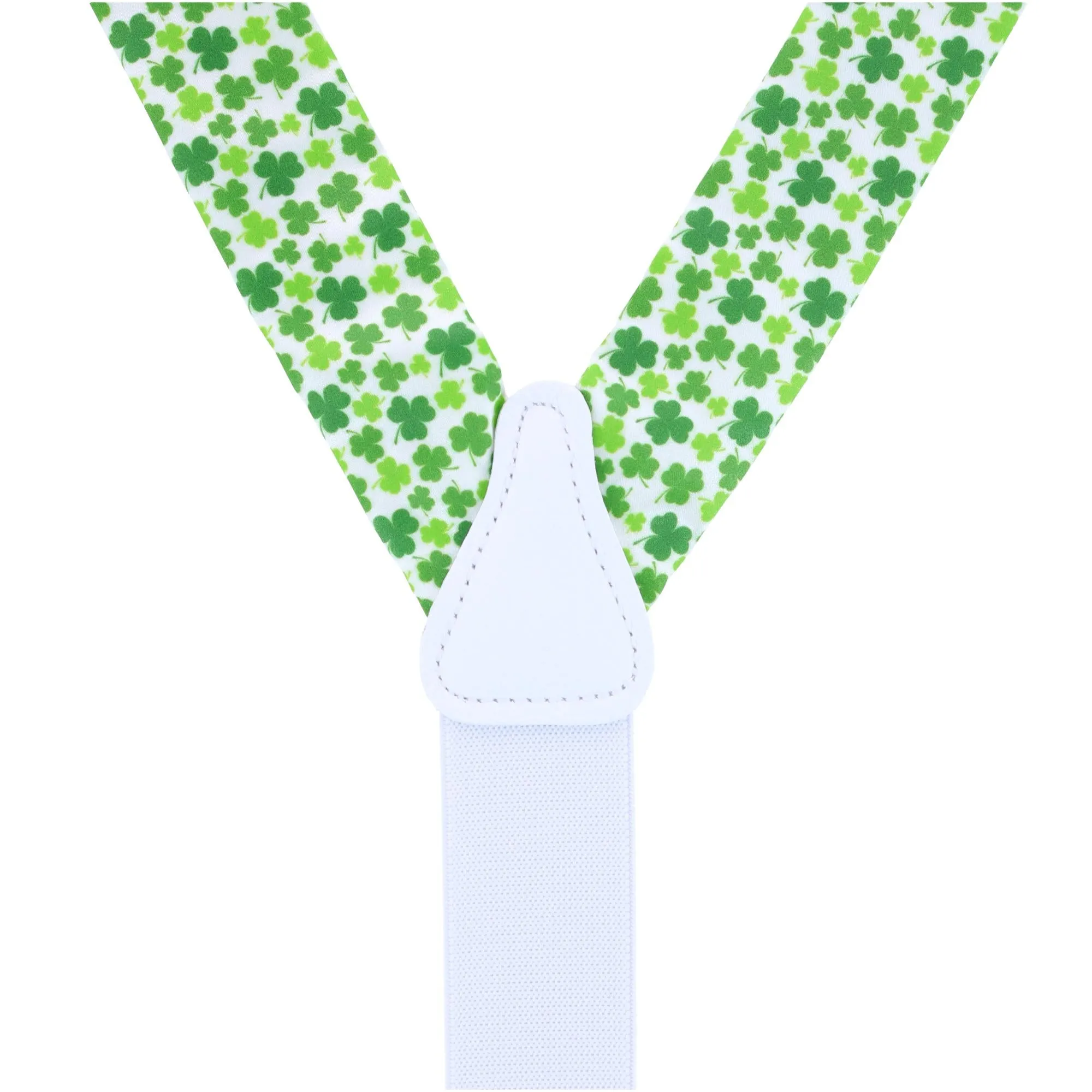 White Shamrock Silk Button End Braces